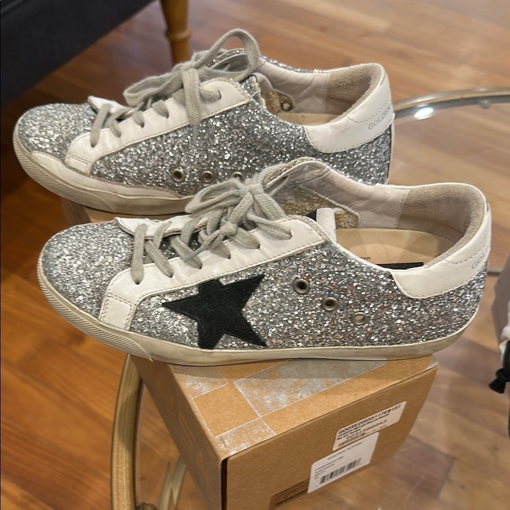 Golden Goose Glitter Sneakers with Black Star - lightly worn - NEW PRICE!